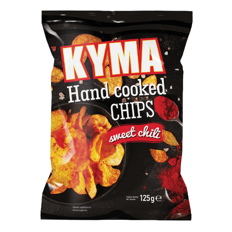 5202453046016- KYMA – Hand Cooked Chips – Sweet chili 125g_Foil_Pack_Mockup copy